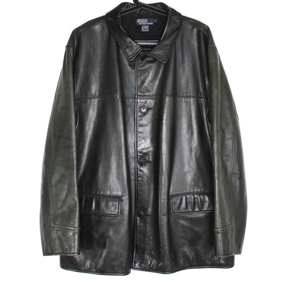 Vintage Polo Ralph Lauren Mens 2XL Wool Lined Car Leather Coat Jacket RARE M1076 - Picture 1 of 6
